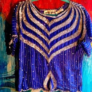 100% Indian silk hand embroidered sequin trim